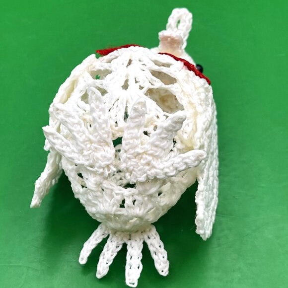 Set 4 Vintage Crochet Bird Ornament Handmade Dove 1980s White Xmas Holiday Décor - Picture 5 of 9